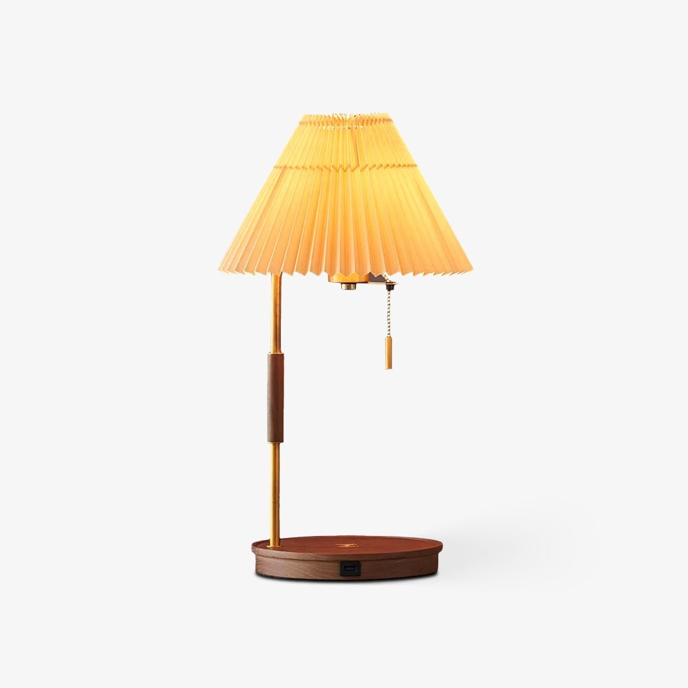 Retro Table Lamp | Solid Mahogany & Brass | 31cm Diameter
