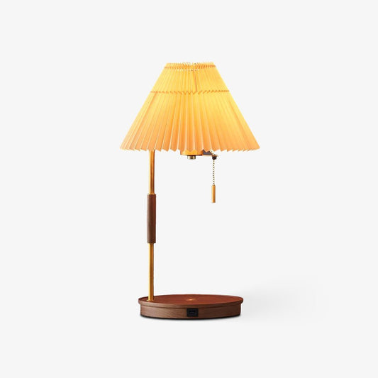 Retro Table Lamp | Solid Mahogany & Brass | 31cm Diameter