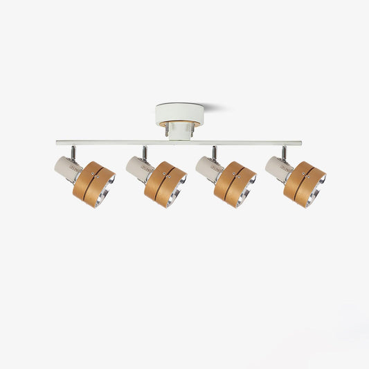 Adjustable Ceiling Lamp | Oak/Walnut Finish | 4 Spotlights