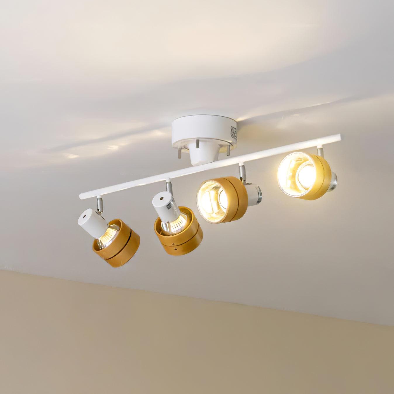 Adjustable Ceiling Lamp | Oak/Walnut Finish | 4 Spotlights