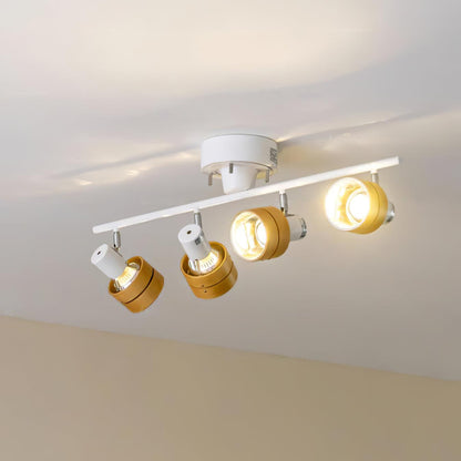 Adjustable Ceiling Lamp | Oak/Walnut Finish | 4 Spotlights