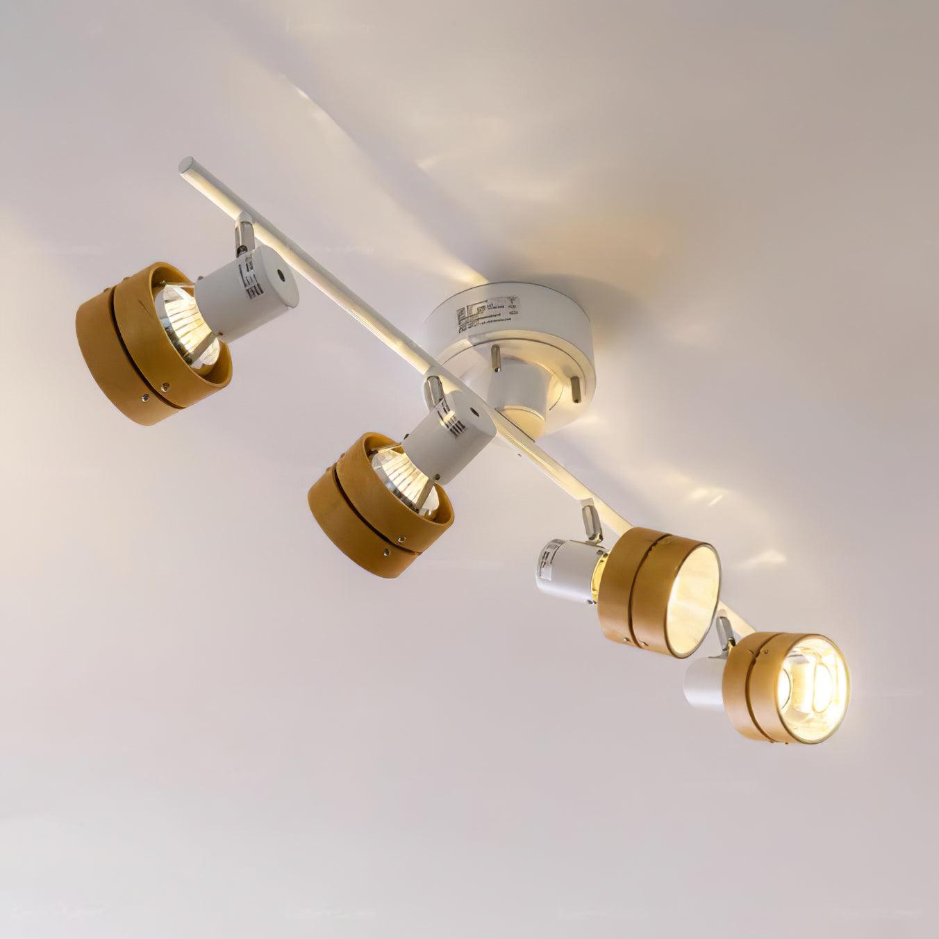 Adjustable Ceiling Lamp | Oak/Walnut Finish | 4 Spotlights
