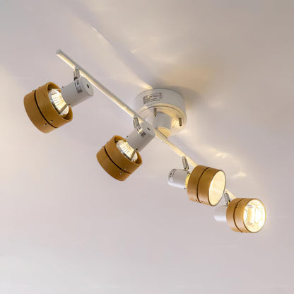 Adjustable Ceiling Lamp | Oak/Walnut Finish | 4 Spotlights