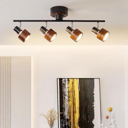Adjustable Ceiling Lamp | Oak/Walnut Finish | 4 Spotlights