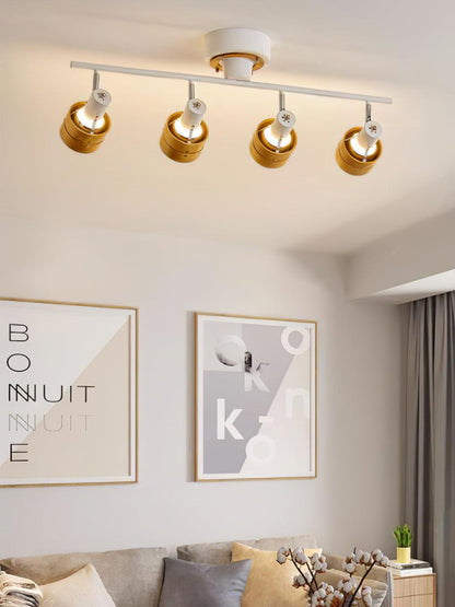 Adjustable Ceiling Lamp | Oak/Walnut Finish | 4 Spotlights