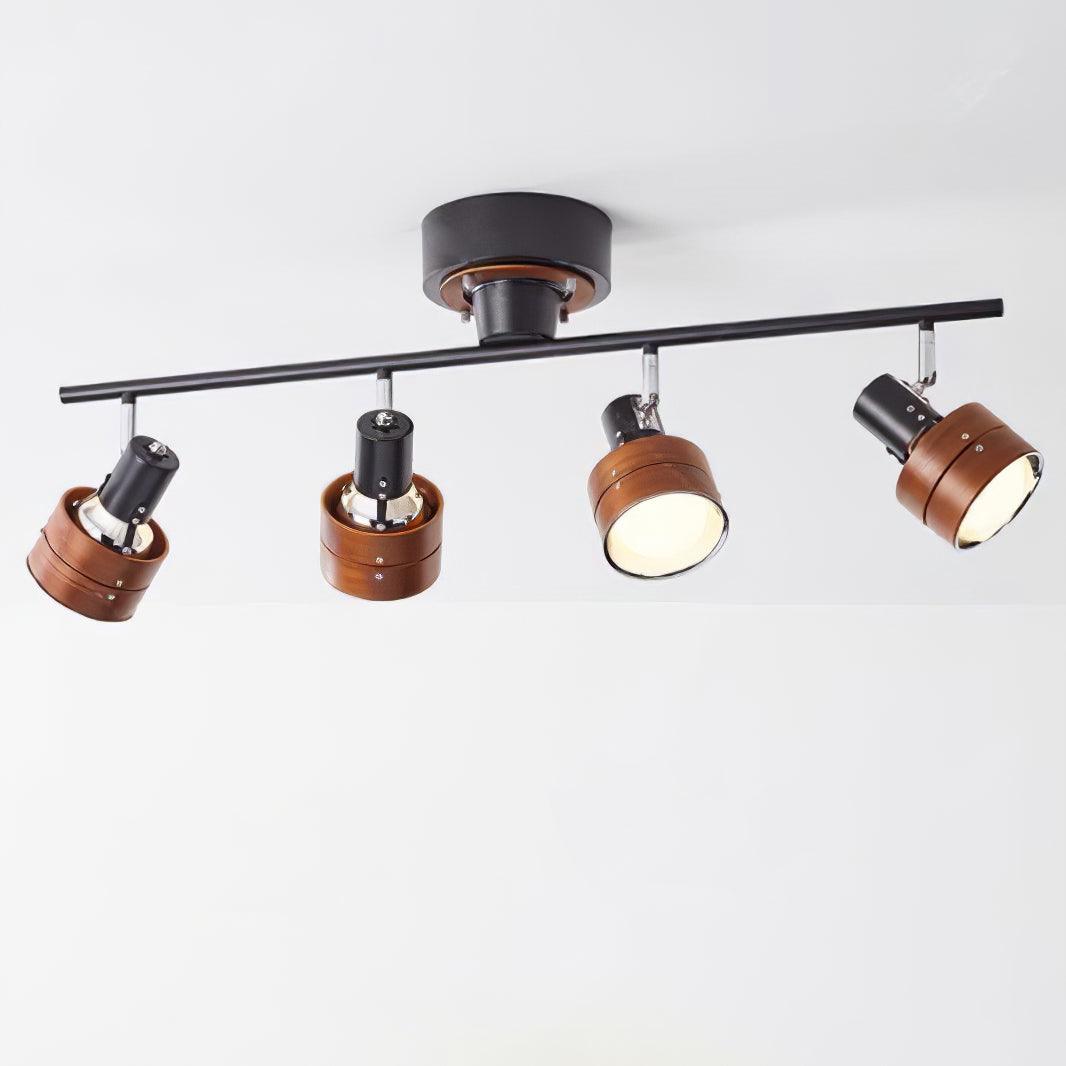 Adjustable Ceiling Lamp | Oak/Walnut Finish | 4 Spotlights
