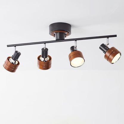 Adjustable Ceiling Lamp | Oak/Walnut Finish | 4 Spotlights