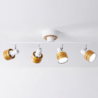 Adjustable Ceiling Lamp | Oak/Walnut Finish | 4 Spotlights