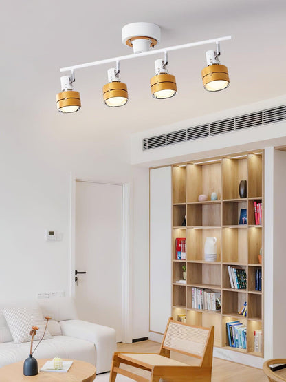 Adjustable Ceiling Lamp | Oak/Walnut Finish | 4 Spotlights