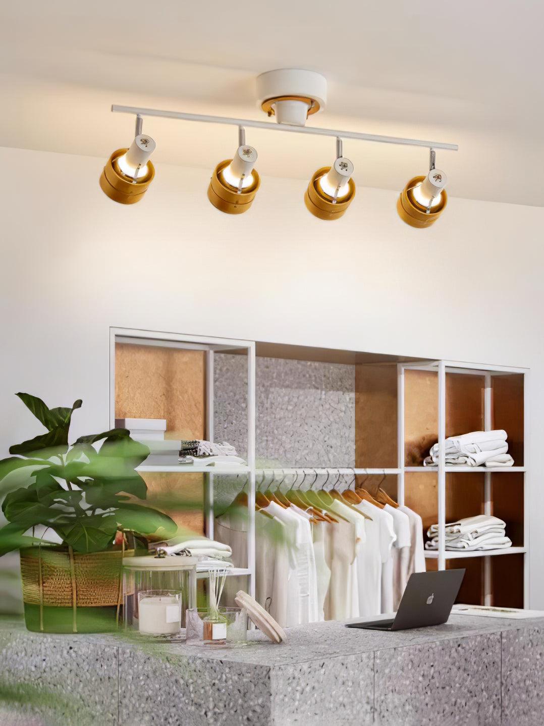 Adjustable Ceiling Lamp | Oak/Walnut Finish | 4 Spotlights