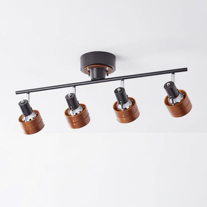 Adjustable Ceiling Lamp | Oak/Walnut Finish | 4 Spotlights