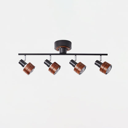 Adjustable Ceiling Lamp | Oak/Walnut Finish | 4 Spotlights