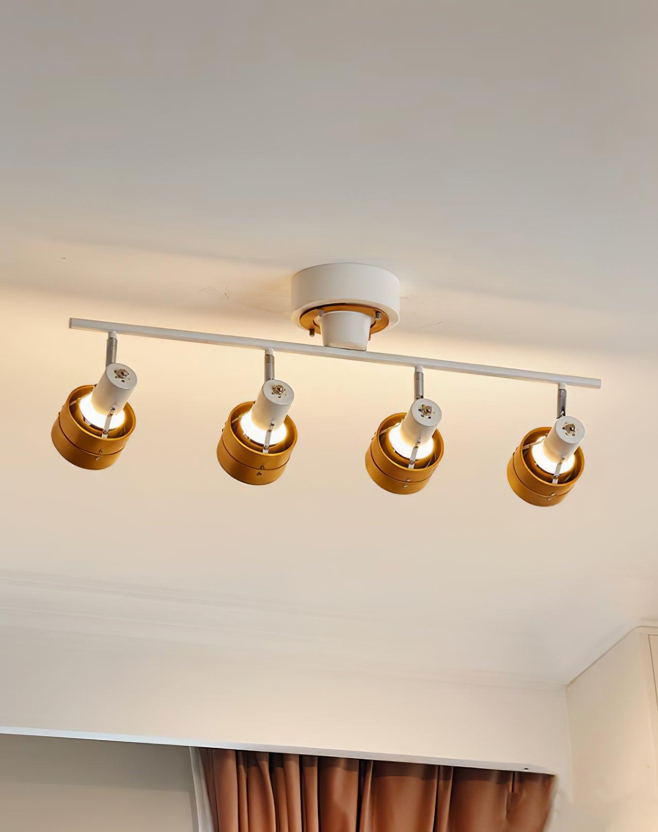Adjustable Ceiling Lamp | Oak/Walnut Finish | 4 Spotlights