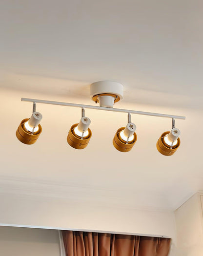 Adjustable Ceiling Lamp | Oak/Walnut Finish | 4 Spotlights