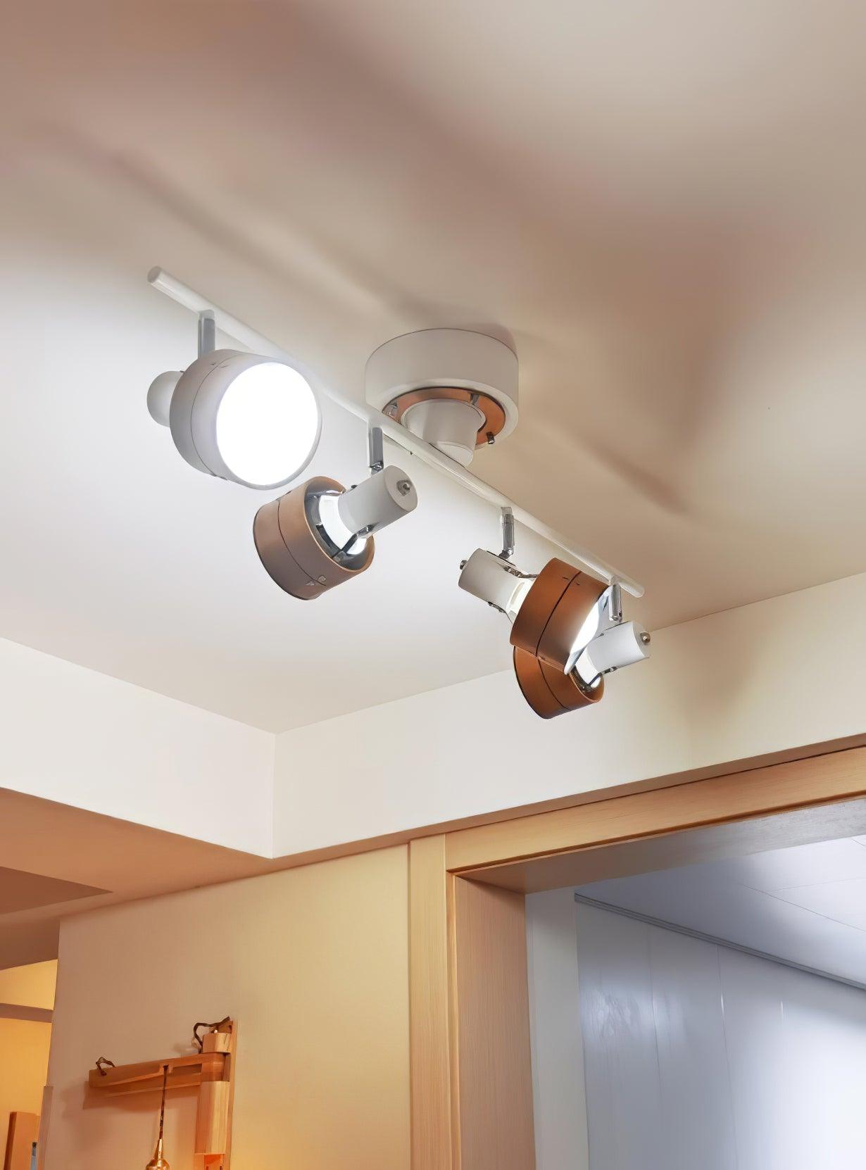 Adjustable Ceiling Lamp | Oak/Walnut Finish | 4 Spotlights