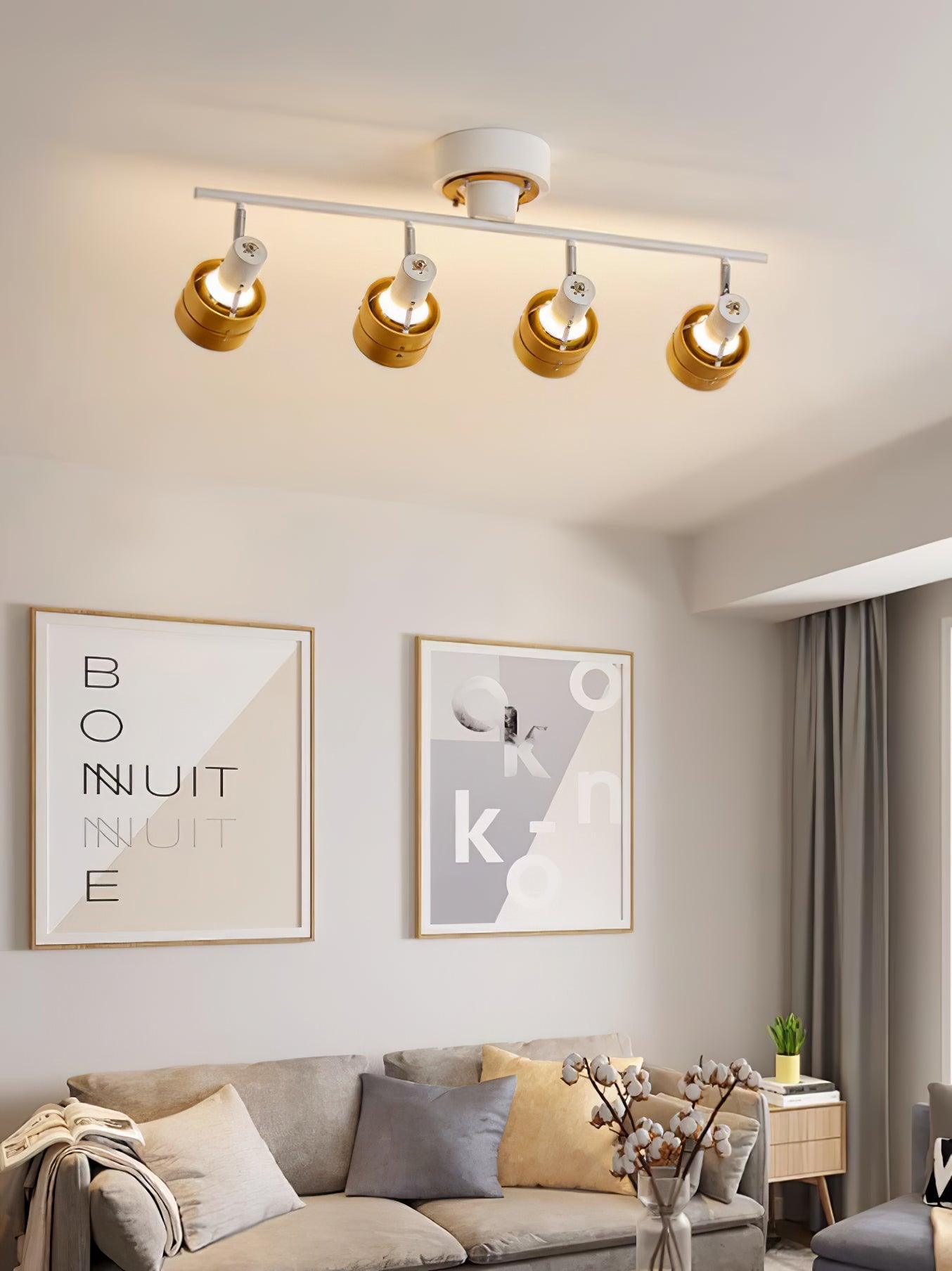 Adjustable Ceiling Lamp | Oak/Walnut Finish | 4 Spotlights