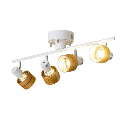 Adjustable Ceiling Lamp | Oak/Walnut Finish | 4 Spotlights