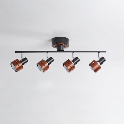 Adjustable Ceiling Lamp | Oak/Walnut Finish | 4 Spotlights