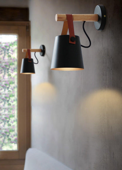 Wooden Conical Wall Light Set | Scandinavian Design | Set of 2