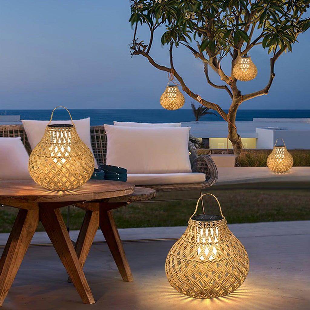 Woven Sphere Solar Lantern | Eco-Friendly Plastic | 34cm Diameter