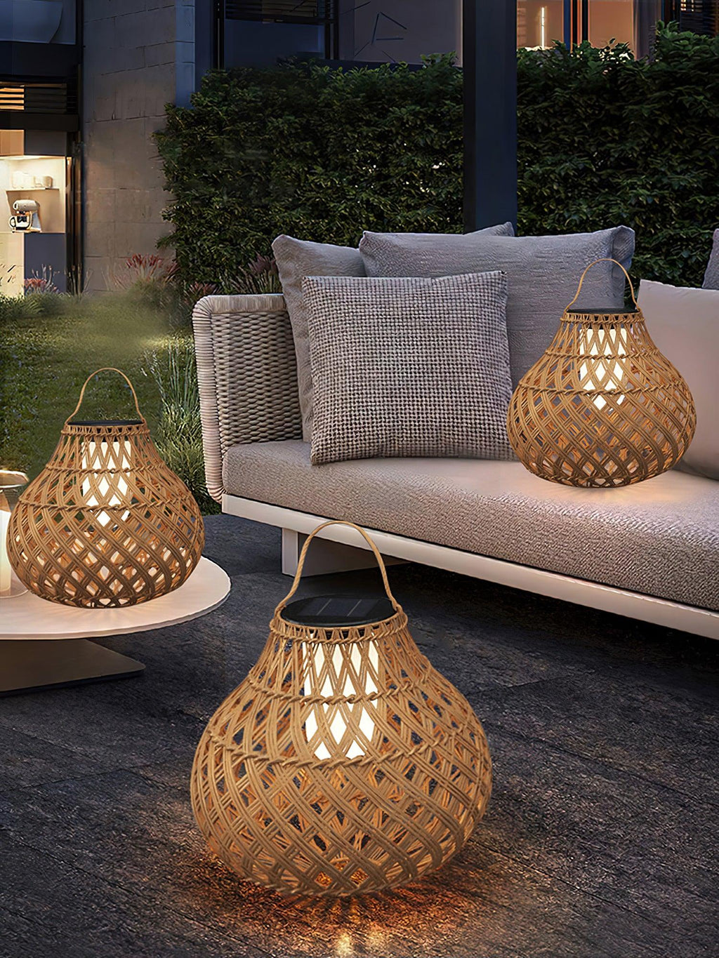 Woven Sphere Solar Lantern | Eco-Friendly Plastic | 34cm Diameter