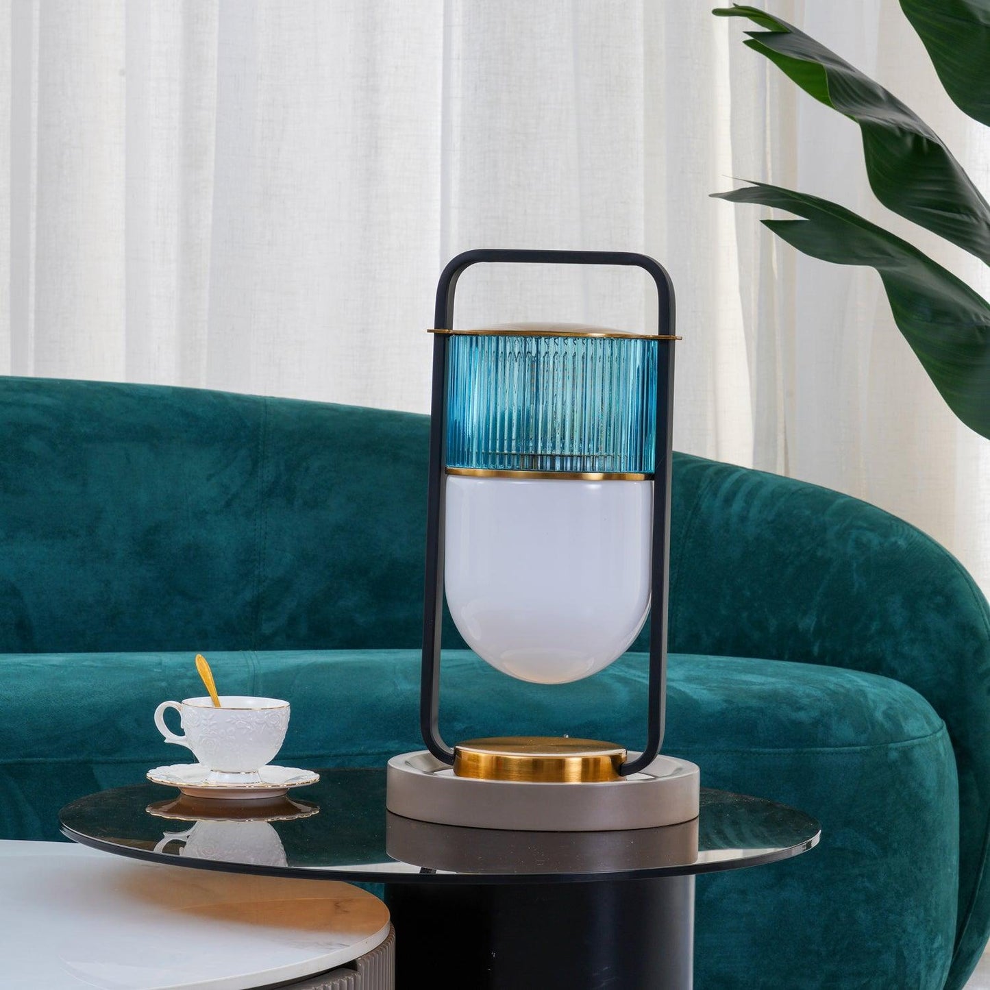 Xi Table Lamp | Metal & Glass | Golden & Black Finish