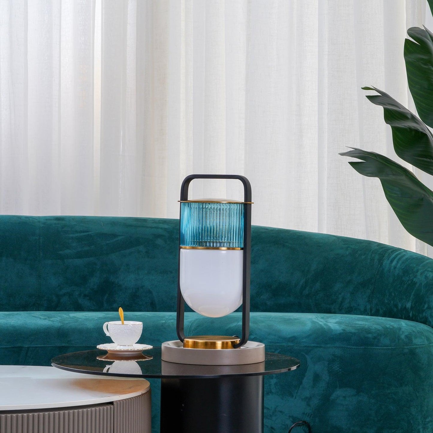 Xi Table Lamp | Metal & Glass | Golden & Black Finish
