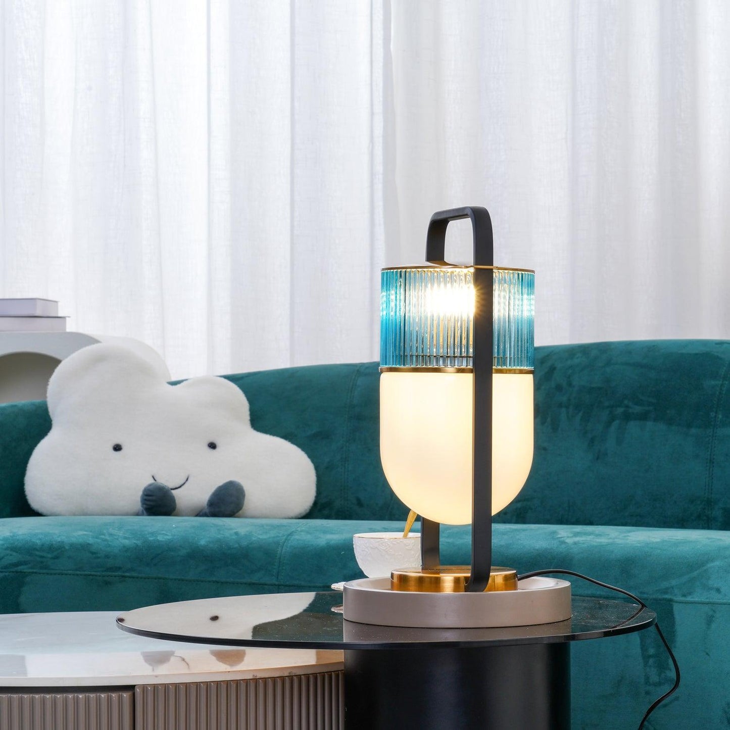 Xi Table Lamp | Metal & Glass | Golden & Black Finish