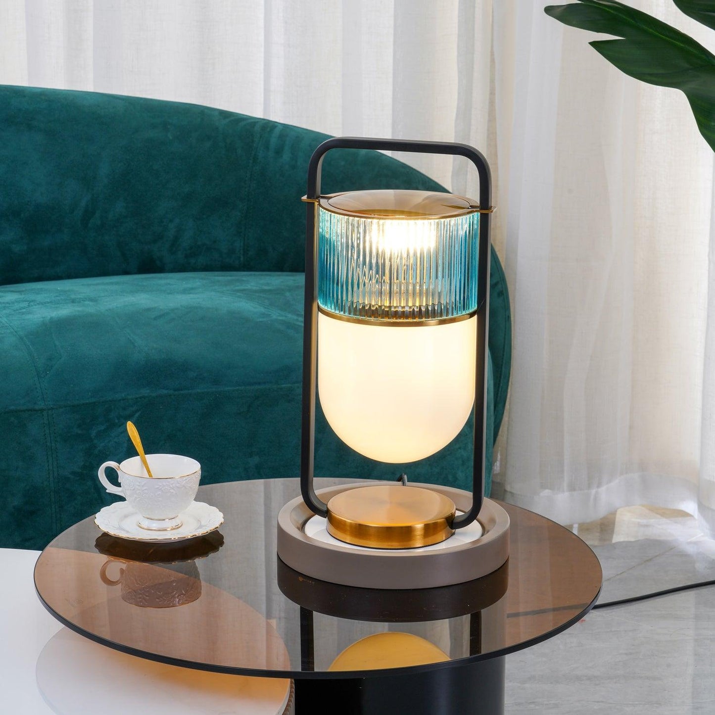 Xi Table Lamp | Metal & Glass | Golden & Black Finish