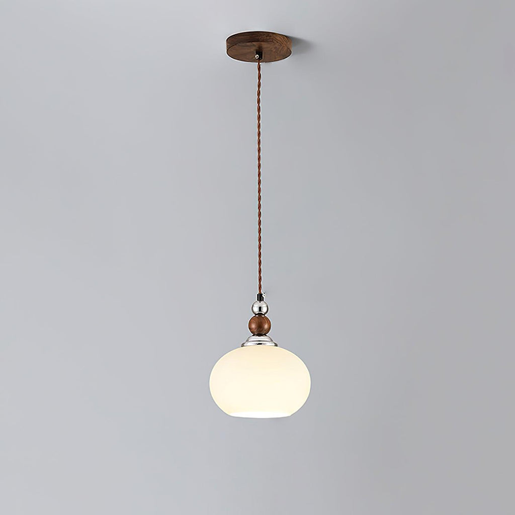 Yisi Po Pendant Lamp | Black Walnut & Glass | 18cm Diameter