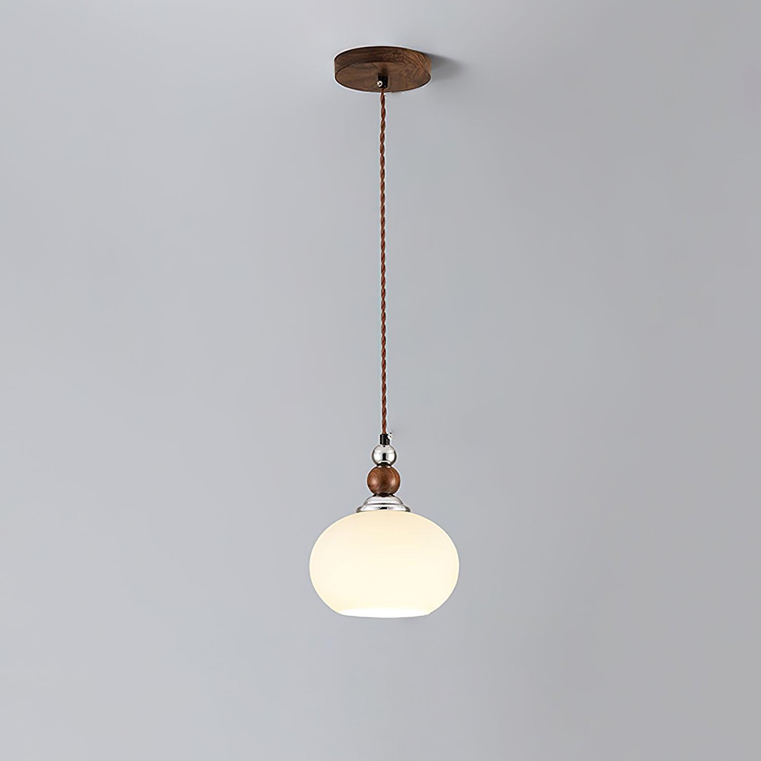 Yisi Po Pendant Lamp | Black Walnut & Glass | 18cm Diameter