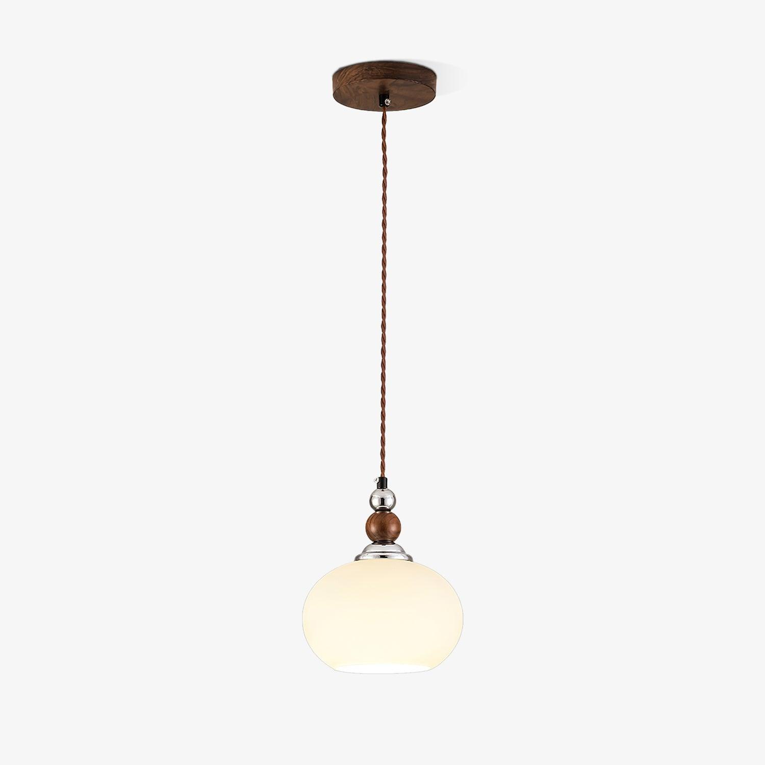 Yisi Po Pendant Lamp | Black Walnut & Glass | 18cm Diameter