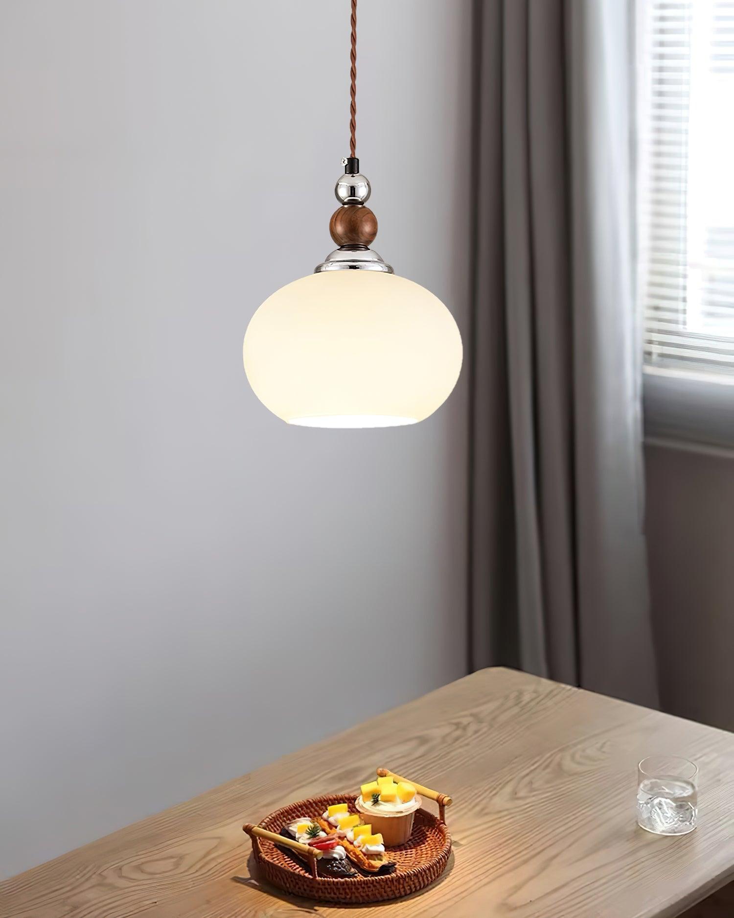 Yisi Po Pendant Lamp | Black Walnut & Glass | 18cm Diameter