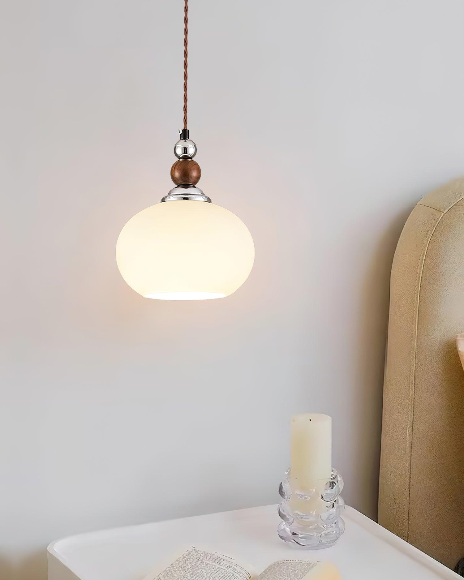Yisi Po Pendant Lamp | Black Walnut & Glass | 18cm Diameter