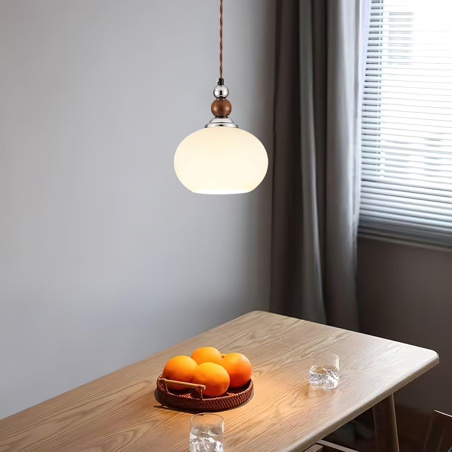 Yisi Po Pendant Lamp | Black Walnut & Glass | 18cm Diameter
