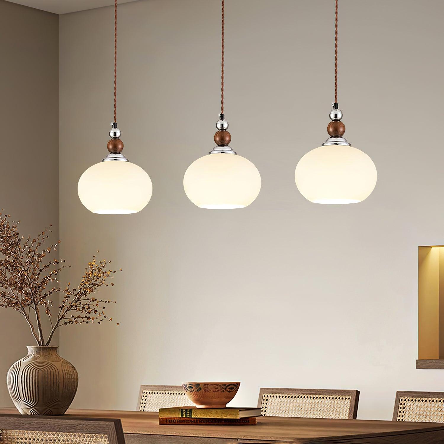 Yisi Po Pendant Lamp | Black Walnut & Glass | 18cm Diameter
