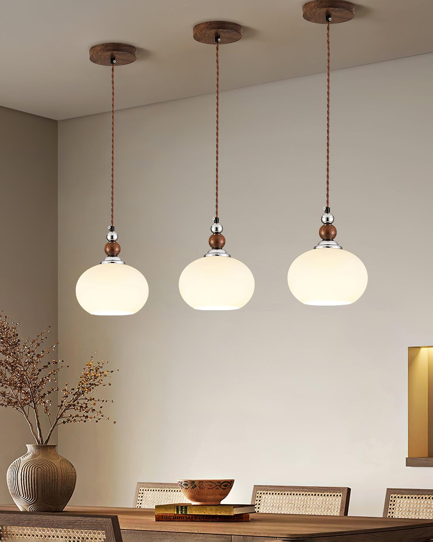 Yisi Po Pendant Lamp | Black Walnut & Glass | 18cm Diameter
