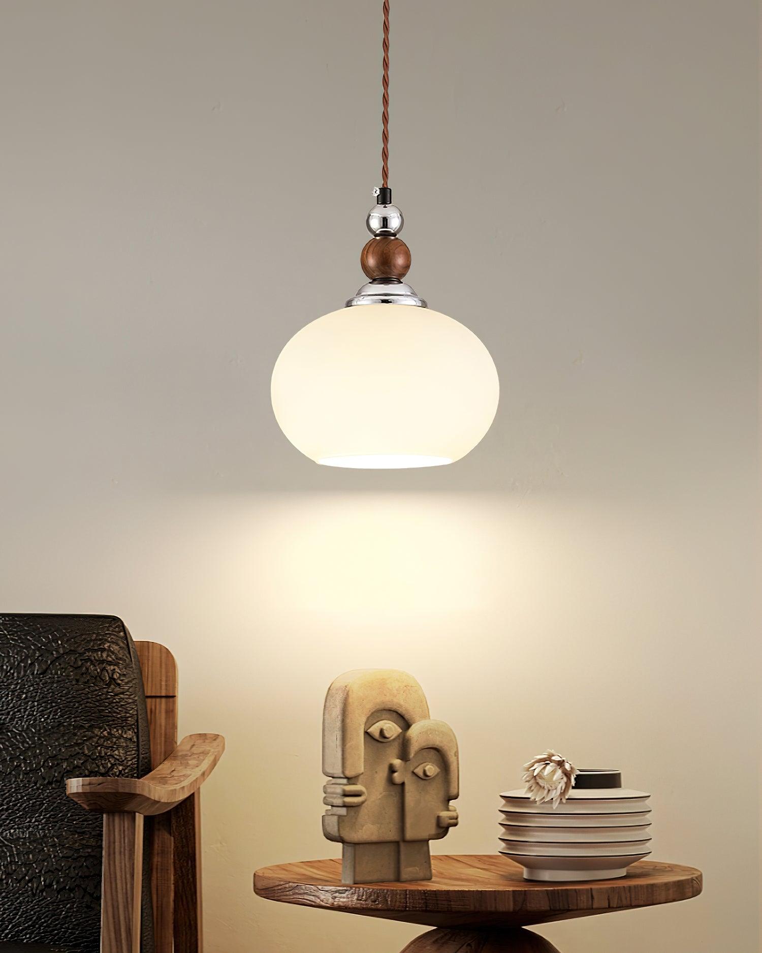 Yisi Po Pendant Lamp | Black Walnut & Glass | 18cm Diameter