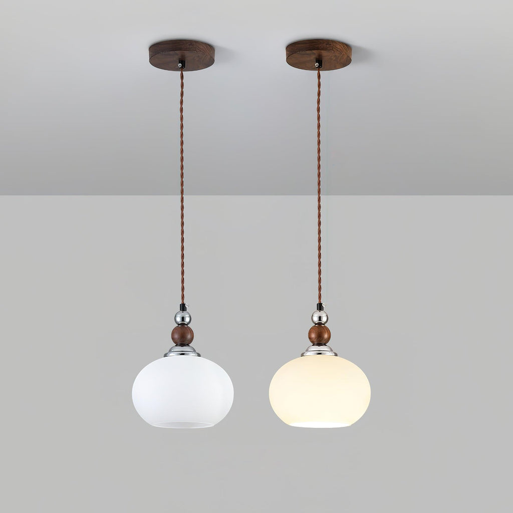 Yisi Po Pendant Lamp | Black Walnut & Glass | 18cm Diameter