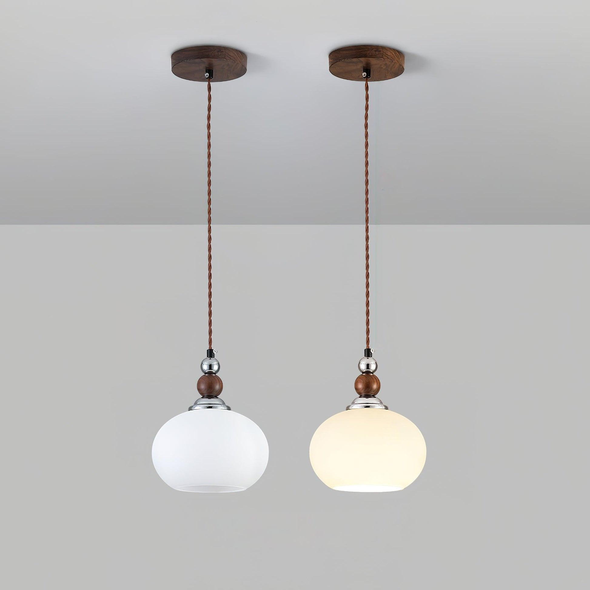 Yisi Po Pendant Lamp | Black Walnut & Glass | 18cm Diameter