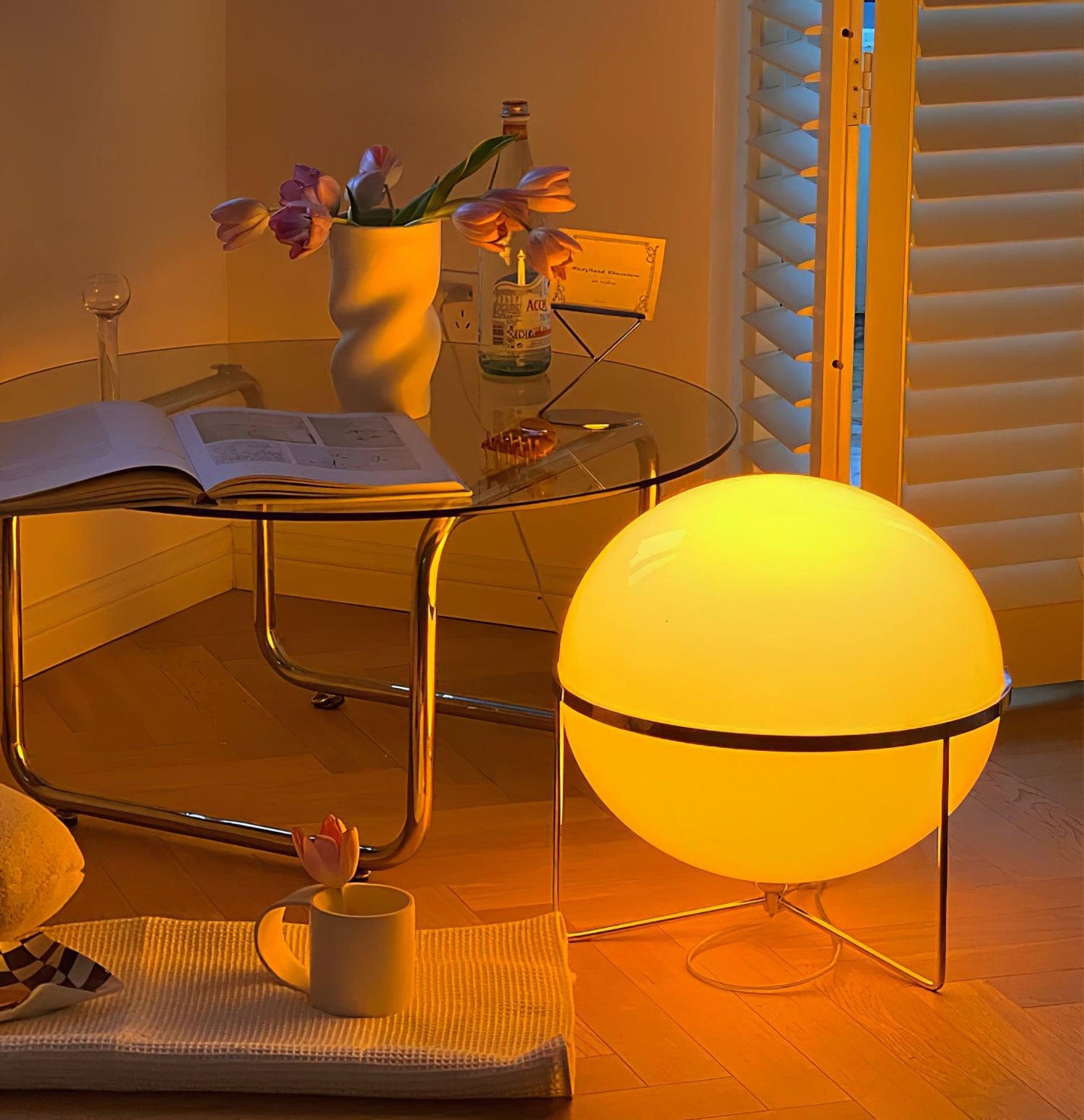 Yolk Table Lamp | Mid Century Modern Design | Silver Finish