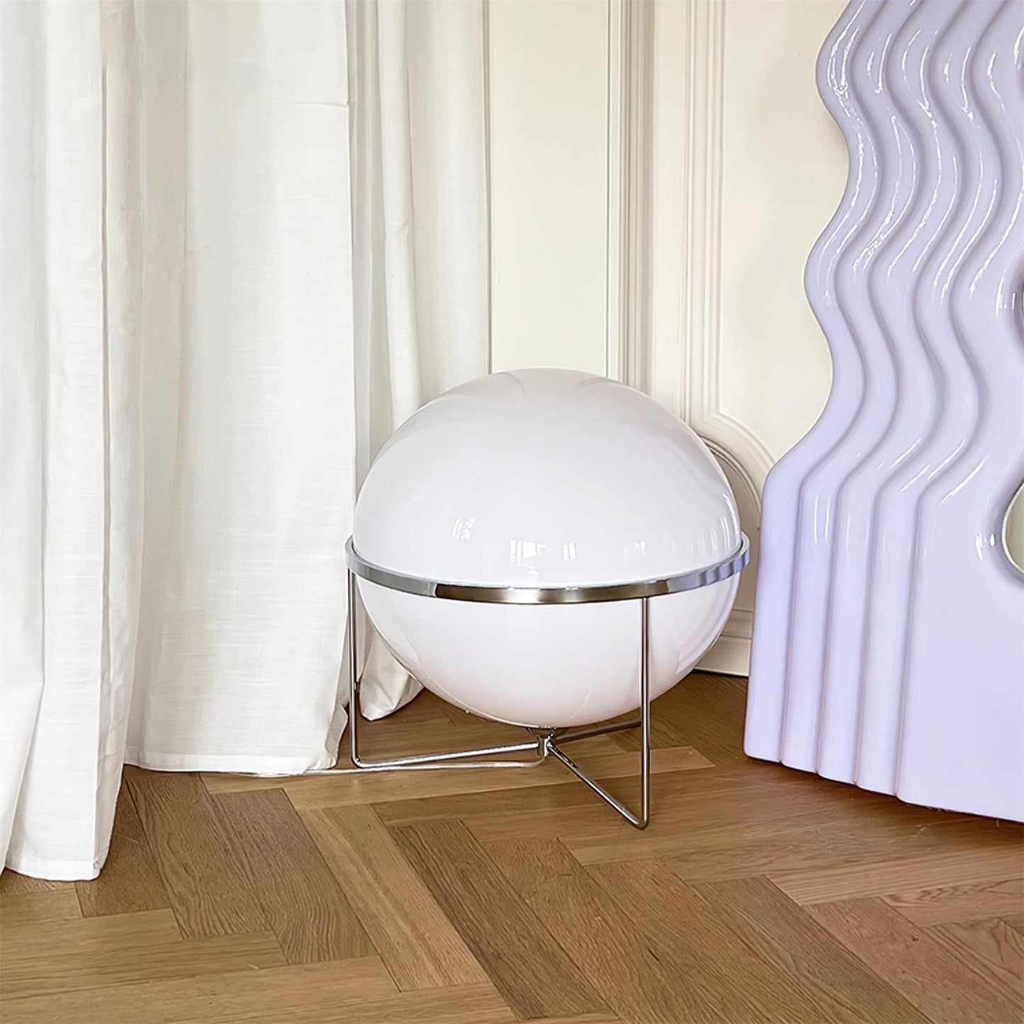 Yolk Table Lamp | Mid Century Modern Design | Silver Finish