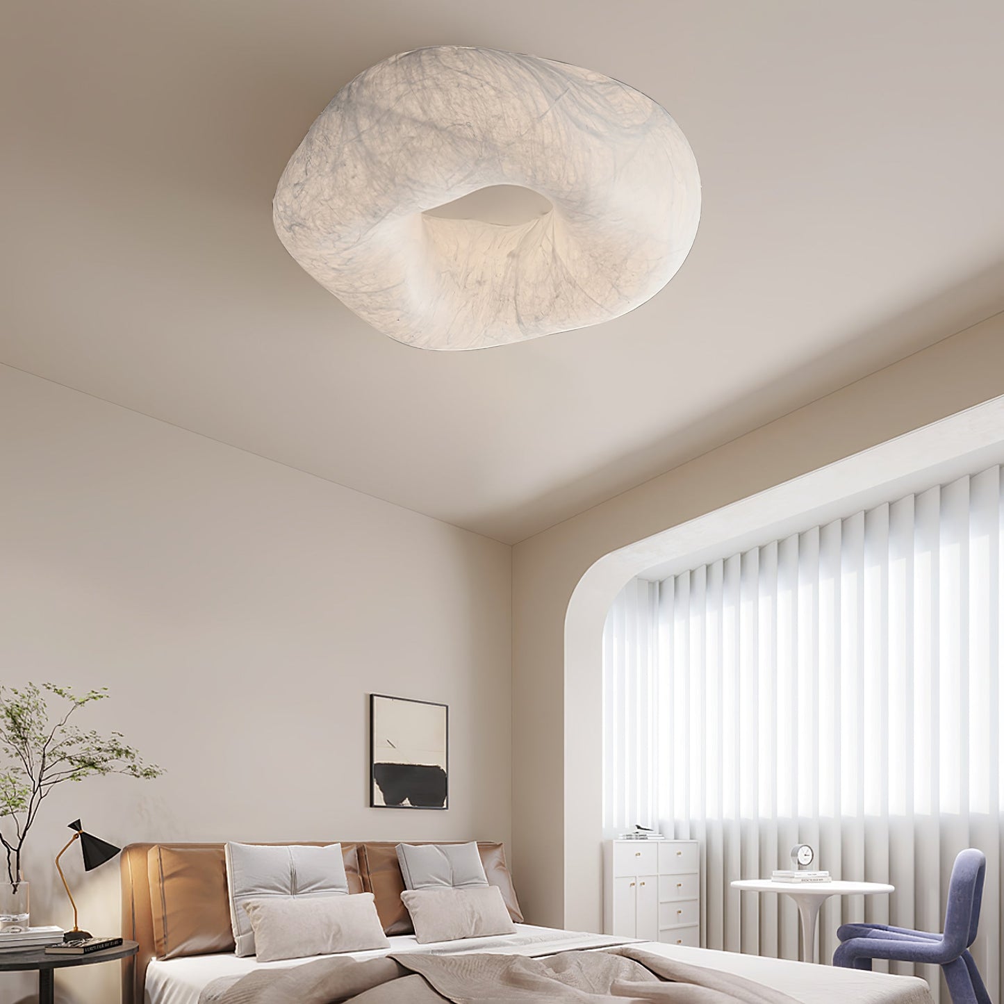 Silk Ceiling Lamp | Natural Mulberry Silk | 50cm Diameter