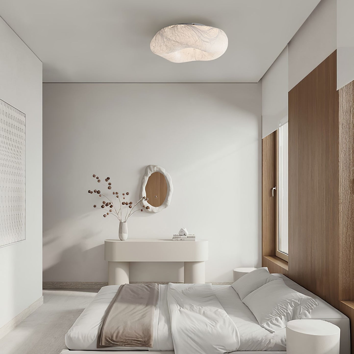 Silk Ceiling Lamp | Natural Mulberry Silk | 50cm Diameter