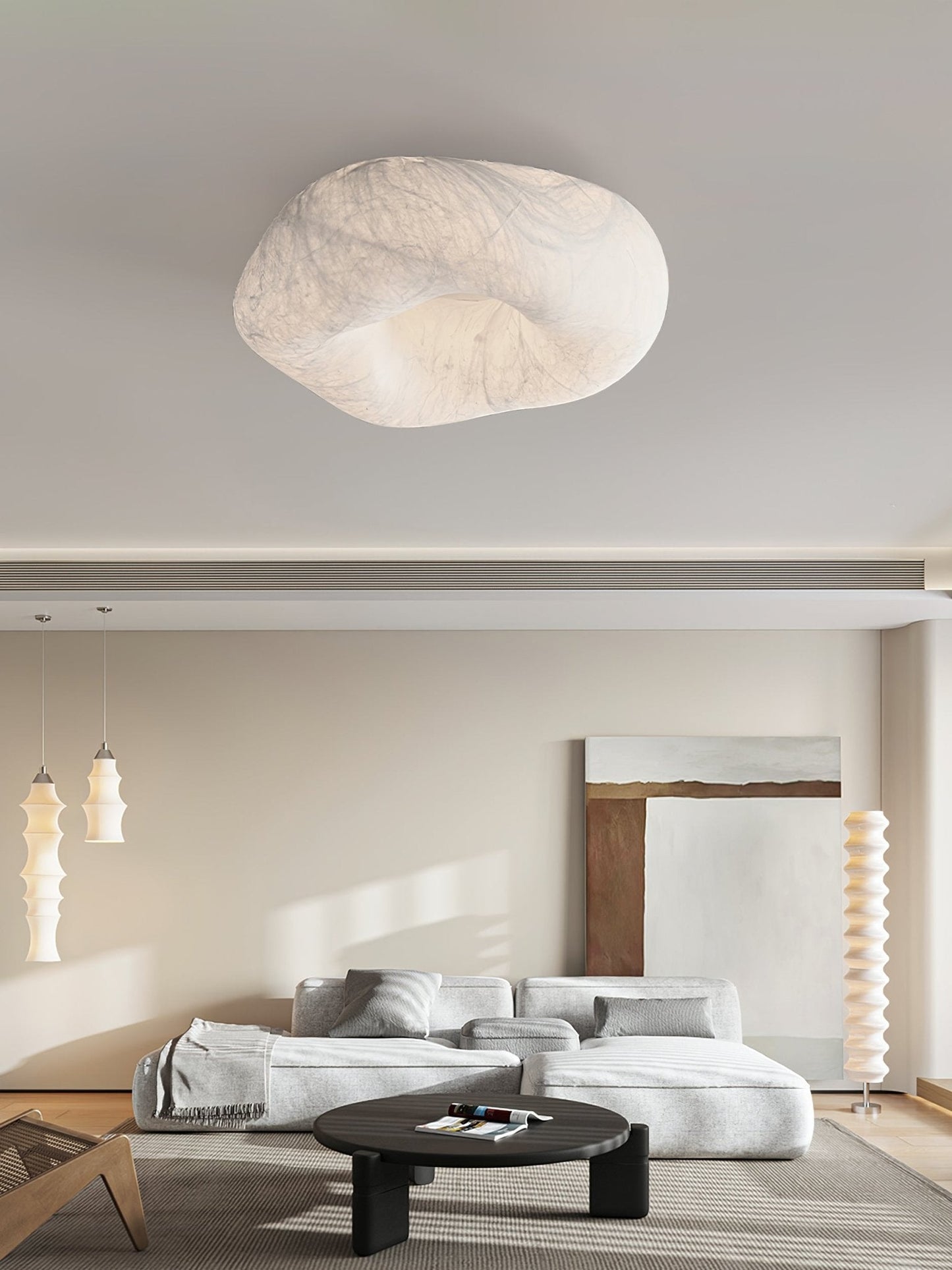 Silk Ceiling Lamp | Natural Mulberry Silk | 50cm Diameter