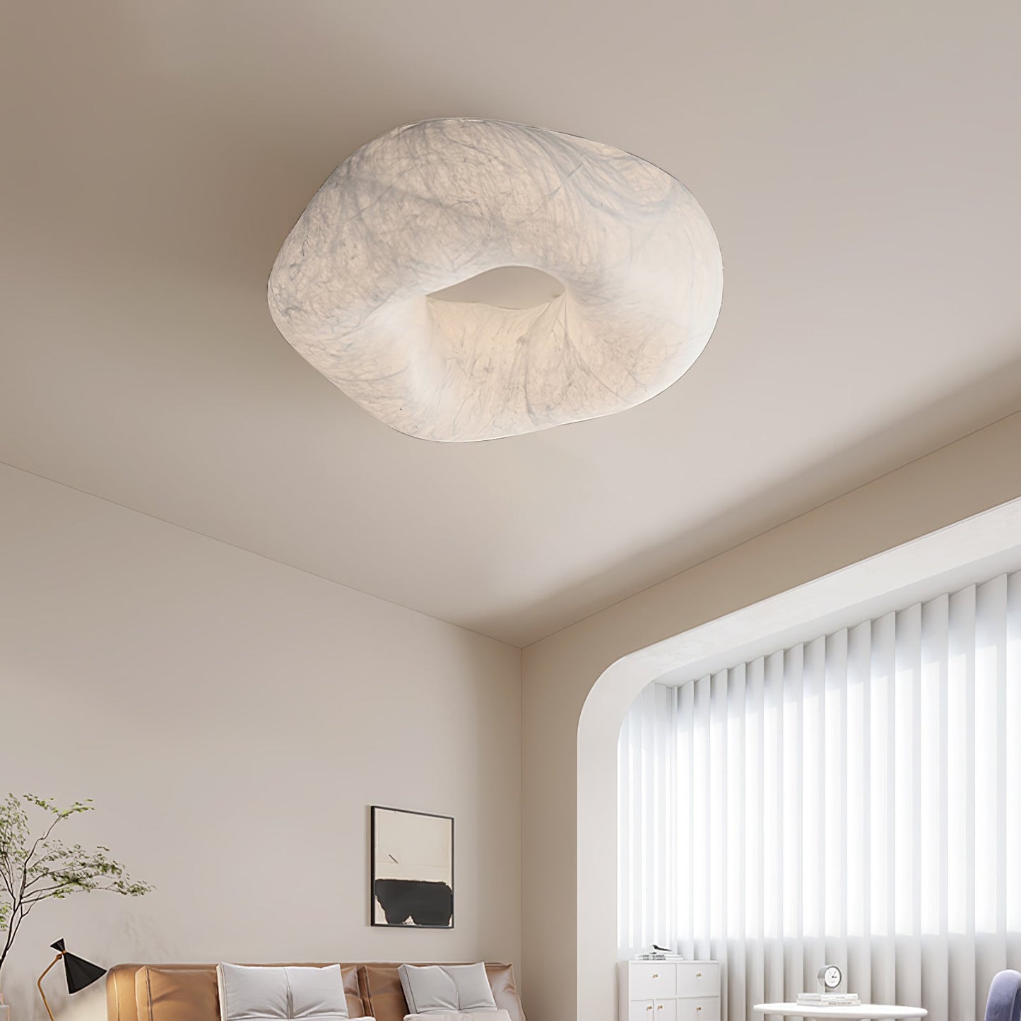 Silk Ceiling Lamp | Natural Mulberry Silk | 50cm Diameter