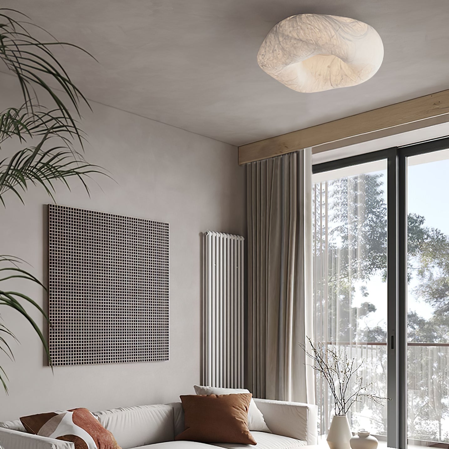 Silk Ceiling Lamp | Natural Mulberry Silk | 50cm Diameter