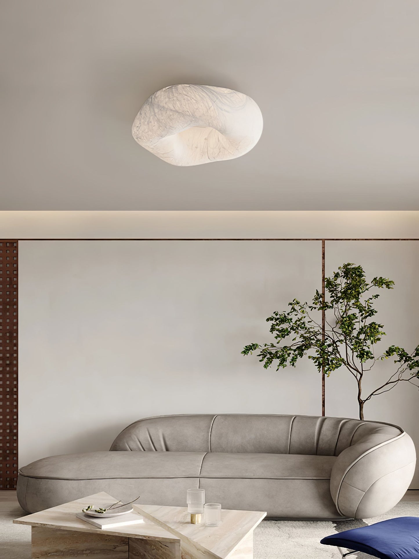 Silk Ceiling Lamp | Natural Mulberry Silk | 50cm Diameter