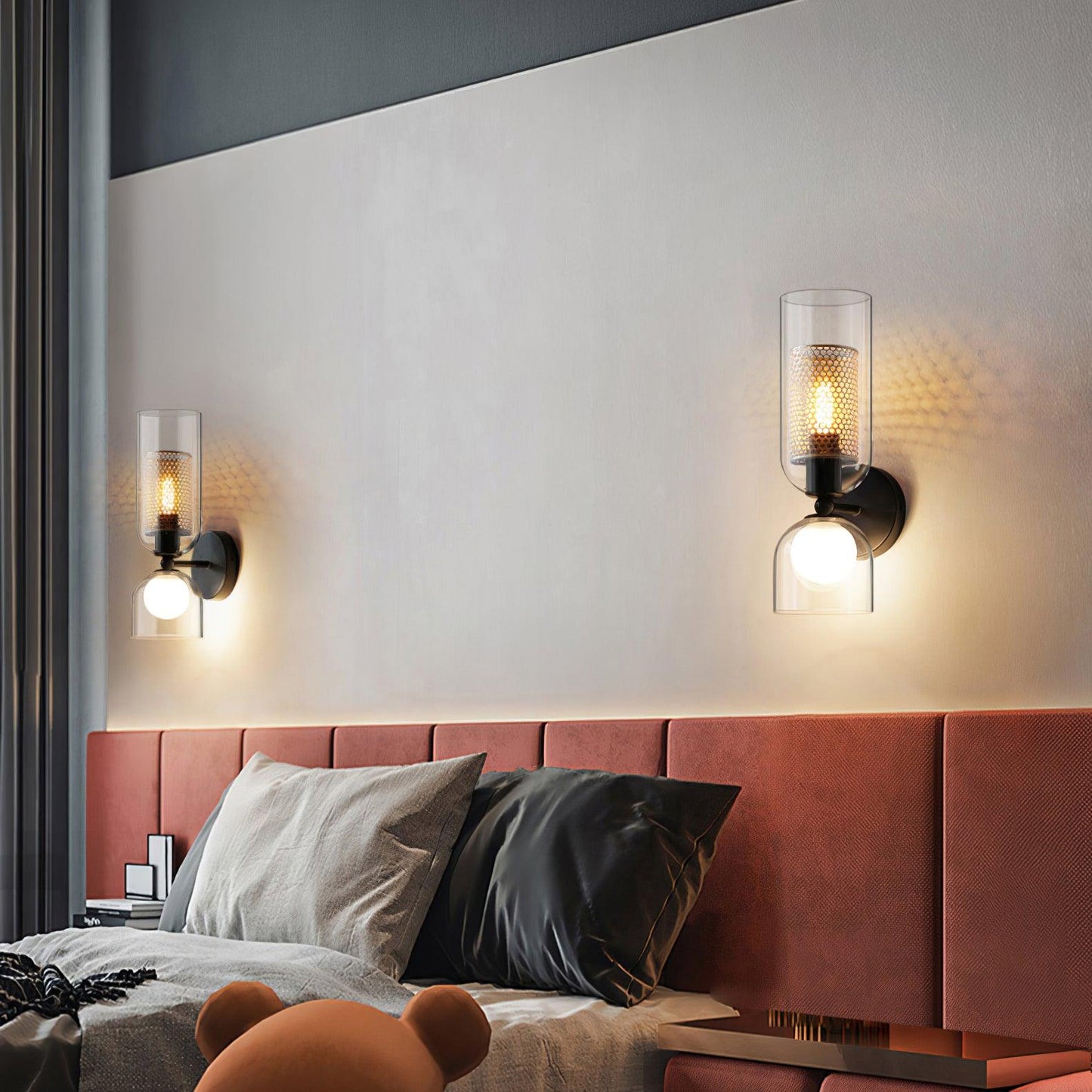 Zachary Wall Lamp Set | Glass & Metal | Black | 2 Lights