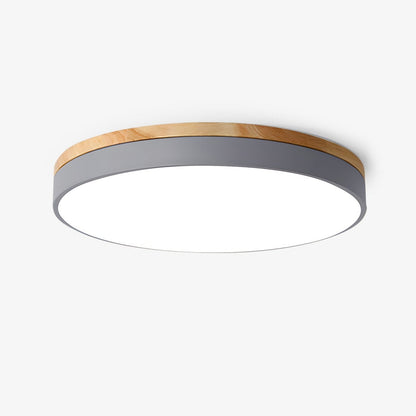 Zara Circular Ceiling Lamp | Wood & Matte Grey Frame | 30cm, 40cm, 50cm Options